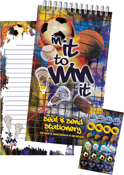 Sports seal and send cards with stickers for summer camp