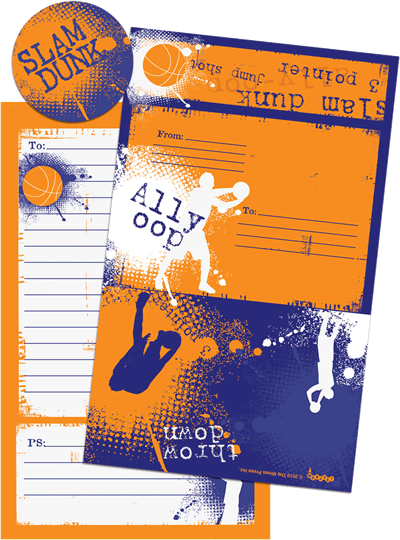 Basketball Selfmailer cards with stickers for camp