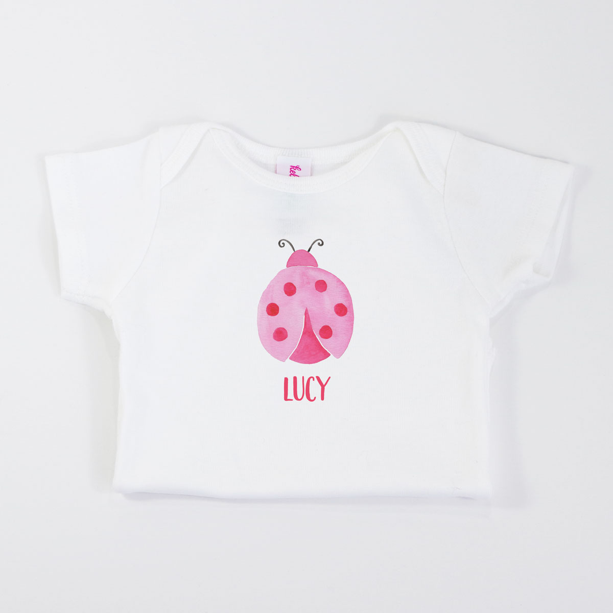 Ladybug Onesie Personalized for Baby Closeup