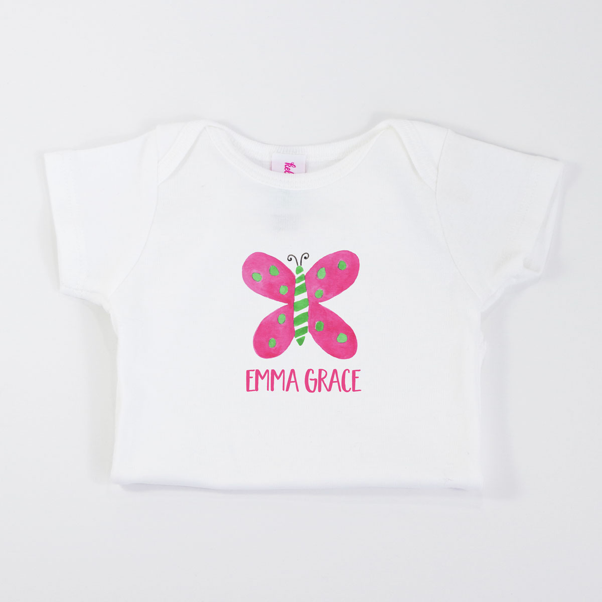 Baby Girl Butterfly Onesie Personalized Closeup