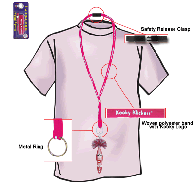 Kooky Lanyard Pink with White