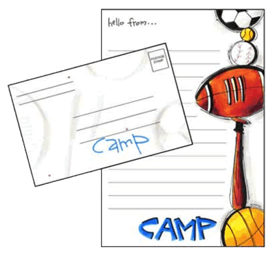 Discounted sports fold and seal stationery for camp