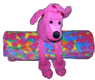 Tye Dye Rolled Blanket with Miss Poodle