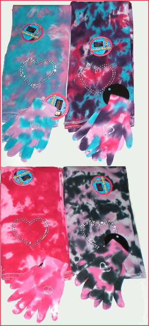 Tie Dye Scarves & Gloves with Heart