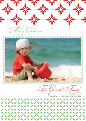 Stylized Poinsettia & Holly Noteworthy Collections Digital Photo Card