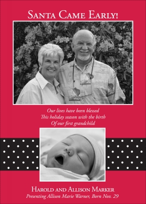 Banded Polka Dots Red & Green Digital Photo Card by Noteworthy Collection