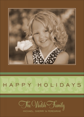 Fleur de Lys Aqua & Brown Digital Photo Card by Noteworthy Collection