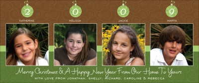 Swirly Ornaments Brown/Green - 3 Digital Photo Card by Noteworthy Collection