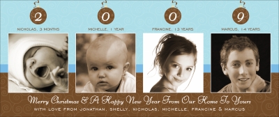 Swirly Ornaments /Blue/Brown - 3 Digital Photo Card by Noteworthy Collection