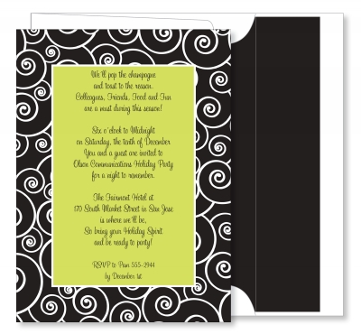 Swirled Border Black with Lime by Noteworthy Collections