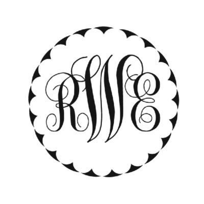 Script Monogram with Scallops for Noteworthy Stamps