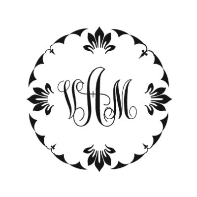 Script Monogram with Floral Scallops for Noteworthy Stamps