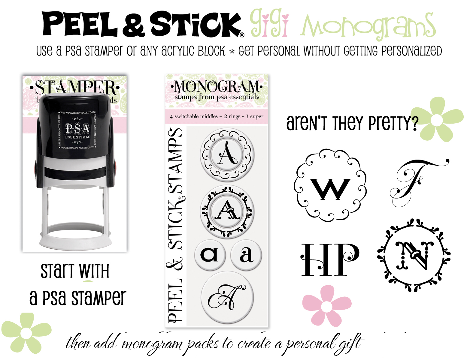 GiGi Monograms Stamps - Peel & Stick Packs