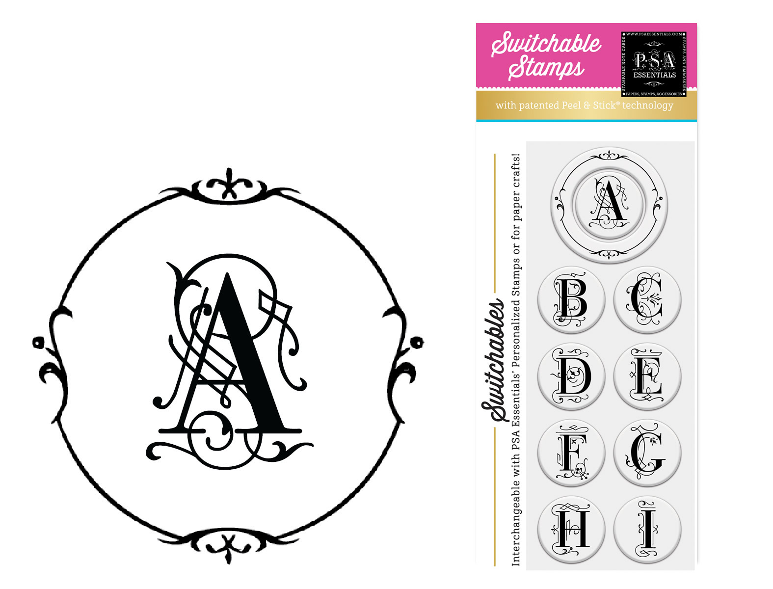 Monogram Stamps Romance A through I