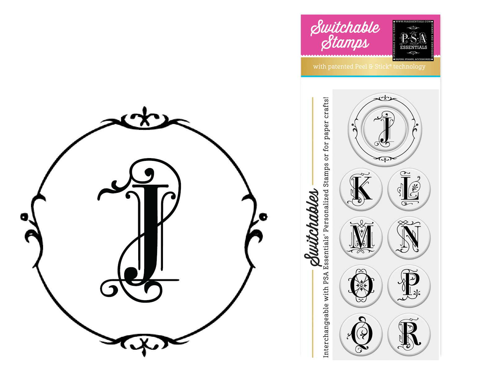 Monogram Stamps Romance J through R