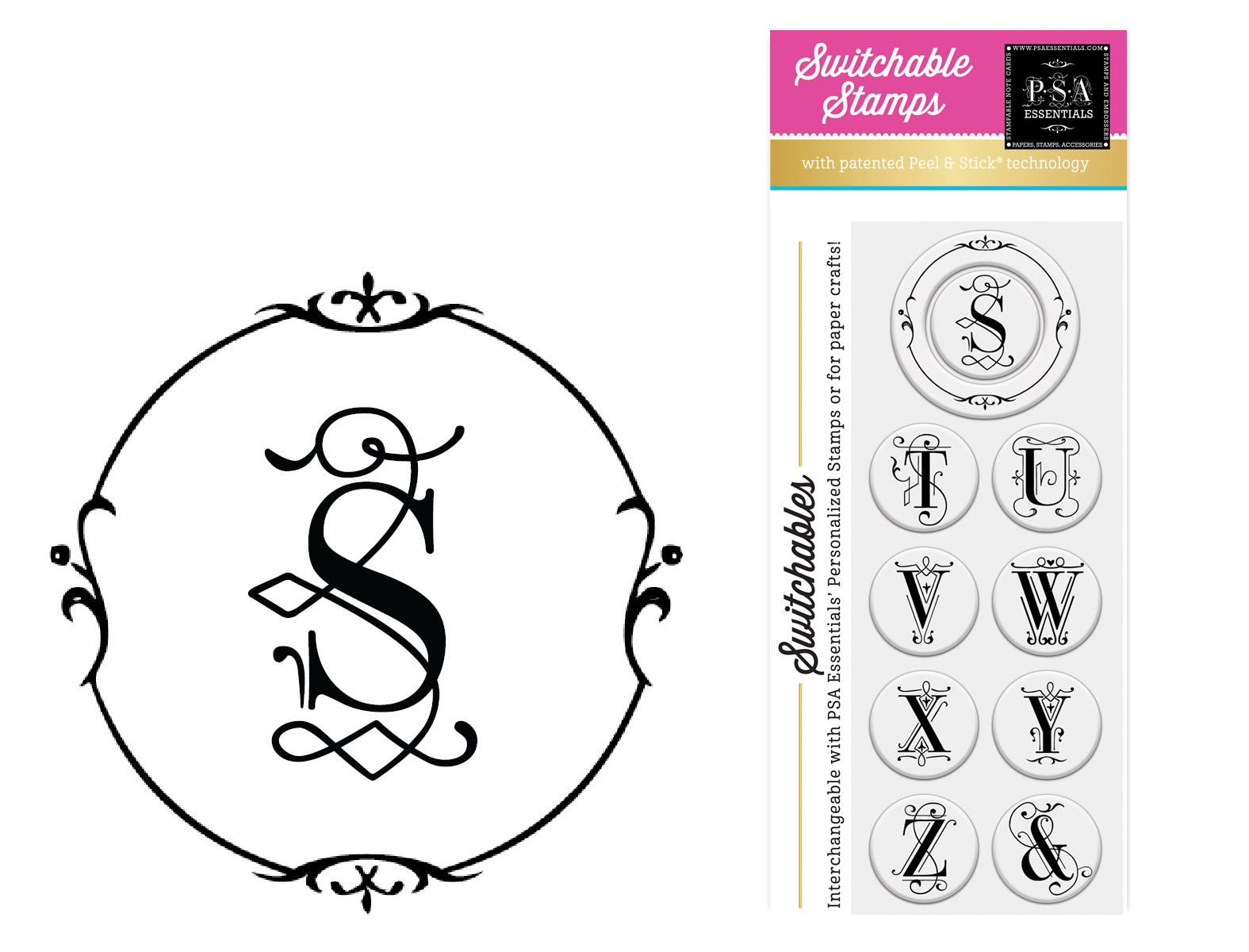 Monogram Stamps Romance S through Z and Ampersand