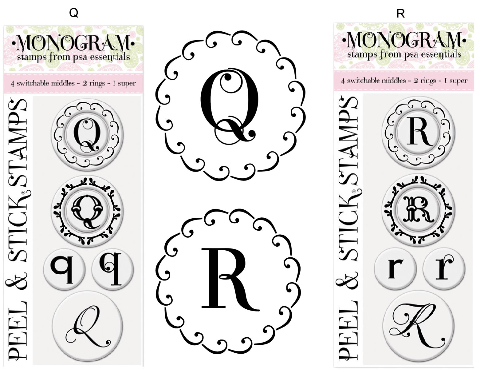 Monograms Q and R Stamps