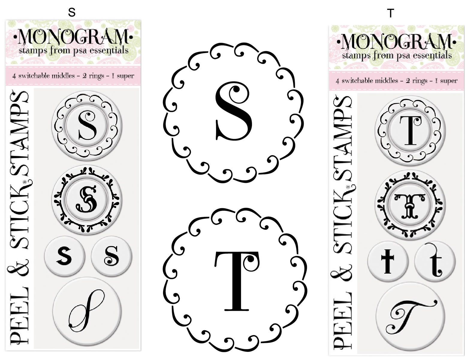 Monograms S and T Stamps