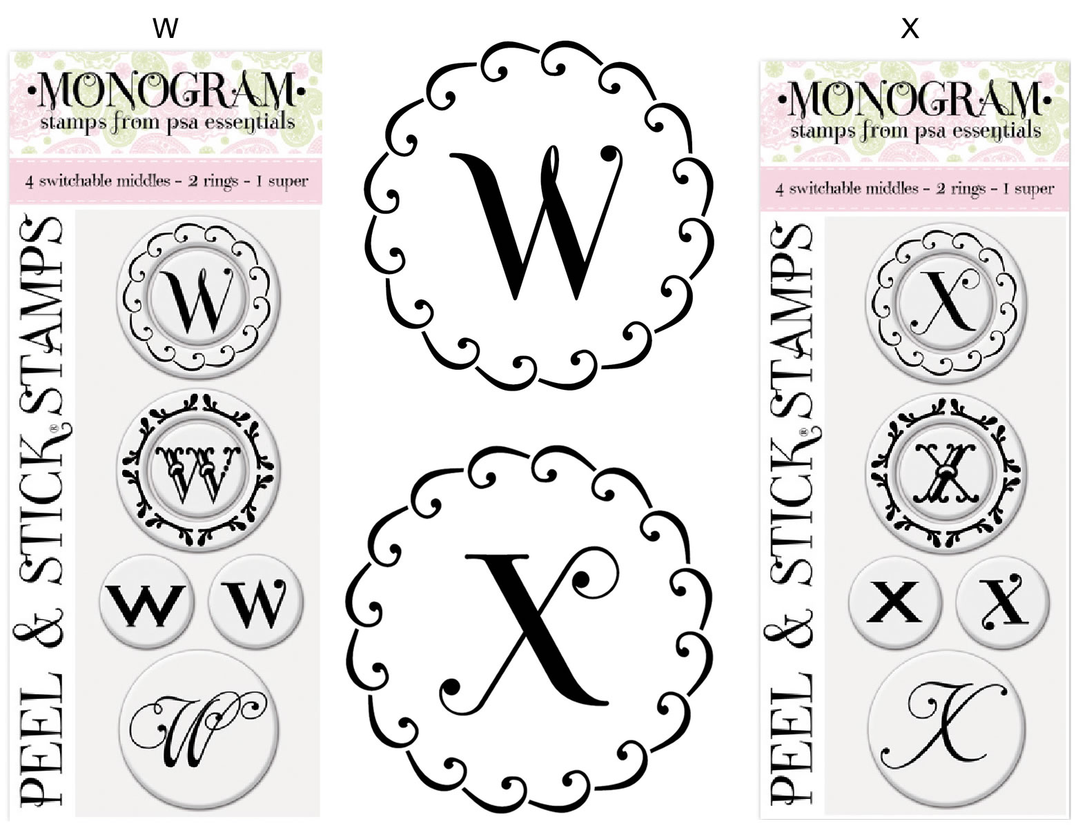 Monograms W and X Stamps