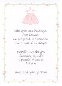 Pink Dress Card w/ Vine Discounted - Putnam House Personalized Stationery