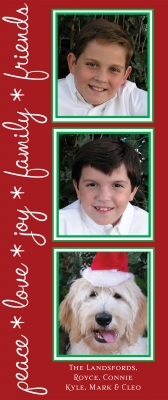 Long Red Card w/ 3 photo boxes by Putnam House - Discounted